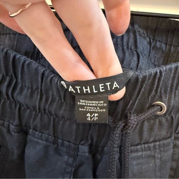 ATHLETA Cabo Linen Wide Leg Pants Black 4/p - Picture 4 of 12